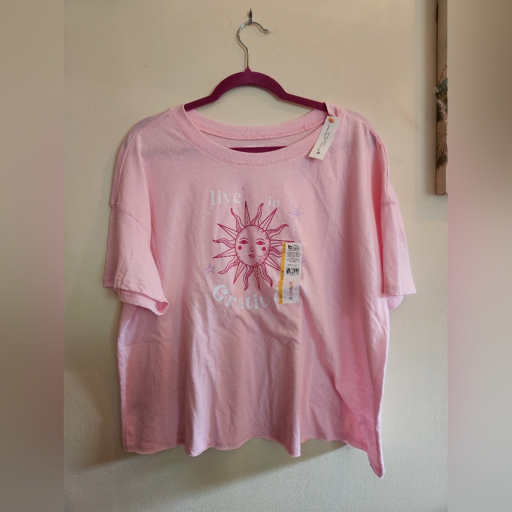 Joyspun live in gratitude pink sun top large new